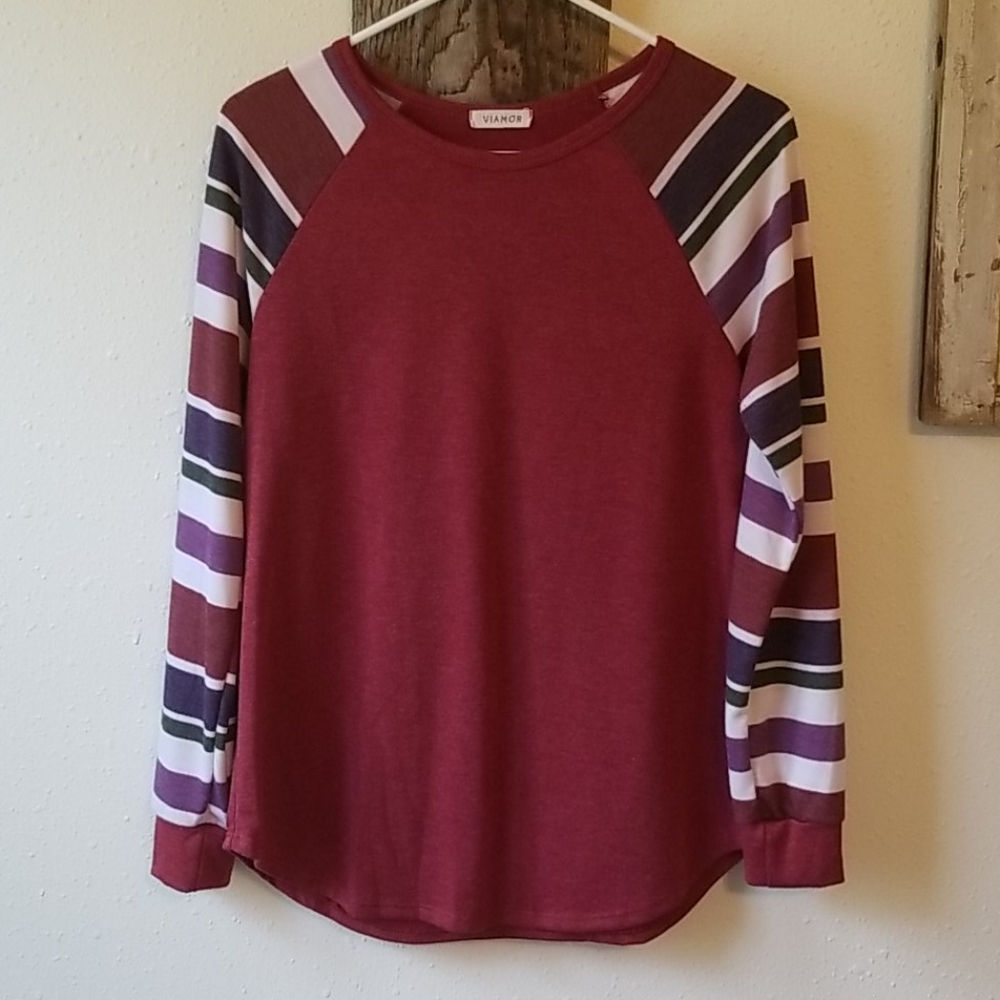 Long Striped Sleeve Sweater